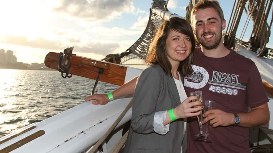Sydney Harbor Tall Ship Wine & Canapés Evening Cruise - On board: live acoustic music plus canapés served throughout