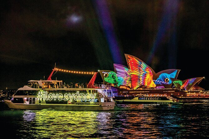 Vivid Sydney Lights and Fireworks Sightseeing Cruise - Passing under the Harbour Bridge en route to Circular Quay